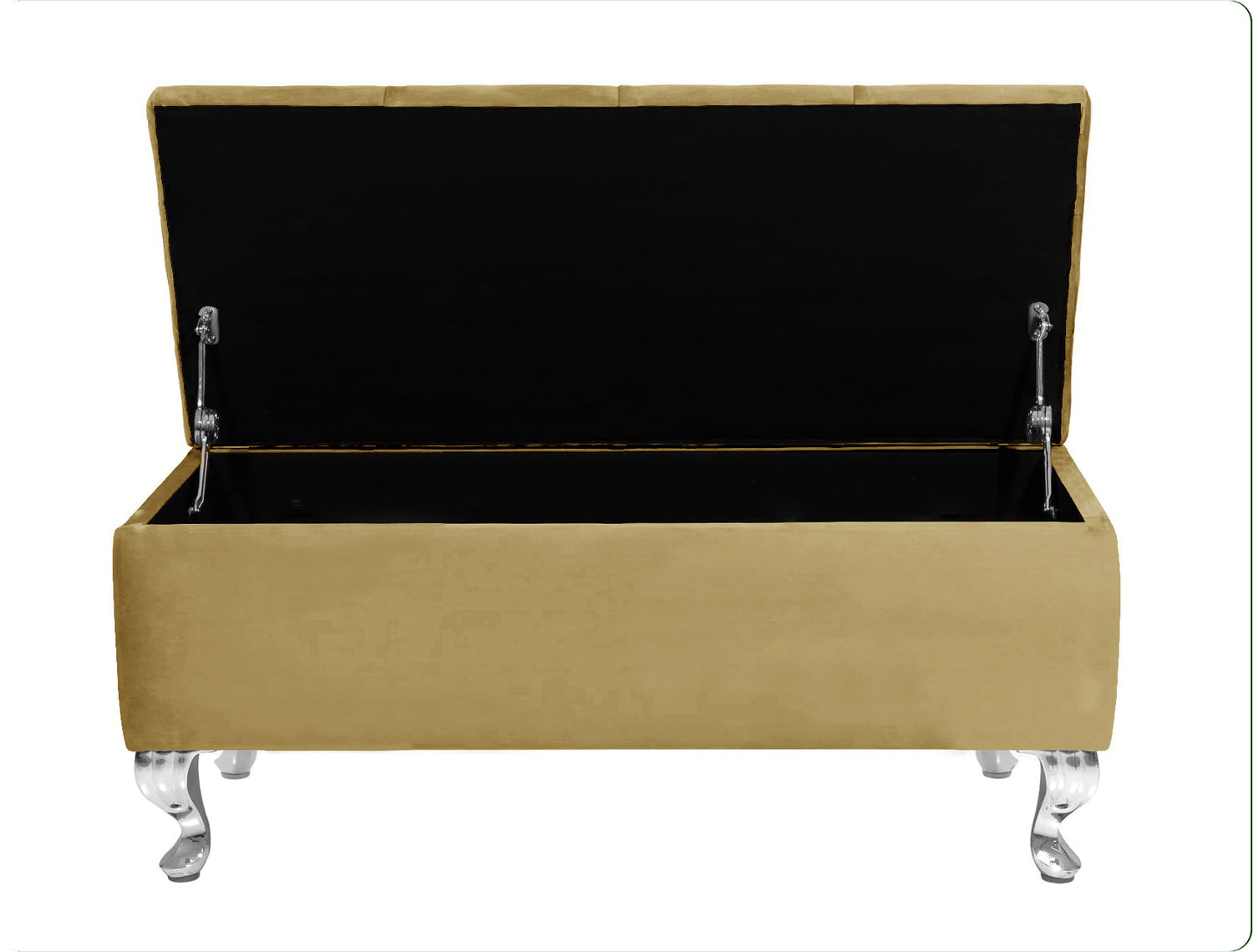 Londona Velvet Storage Bench with Legs