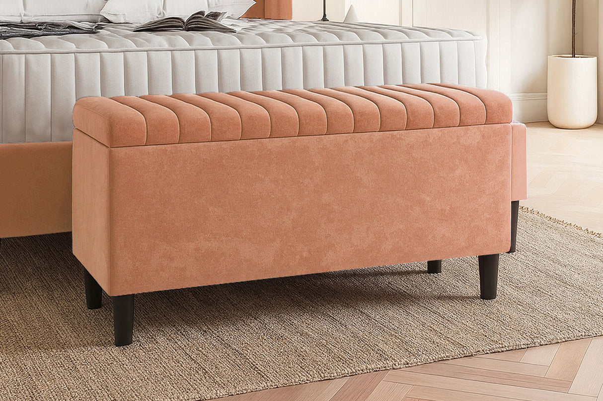 Safari Lined Upholstered Ottoman Bench with Storage