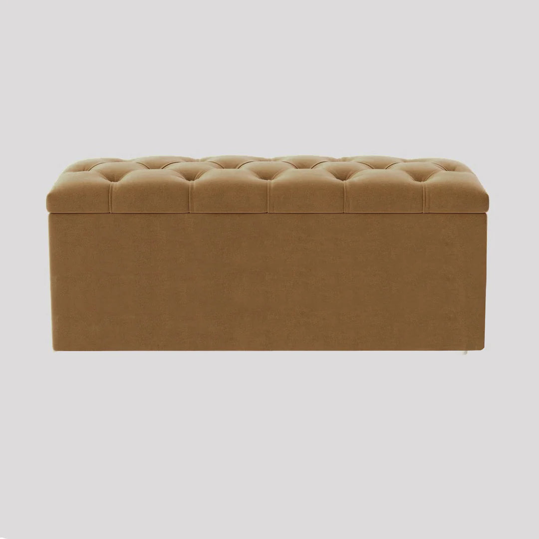 Luna Chesterfield Velvet Storage Ottoman