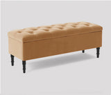 Swiss Chesterfield Upholstered Ottoman Storage Bench with Legs