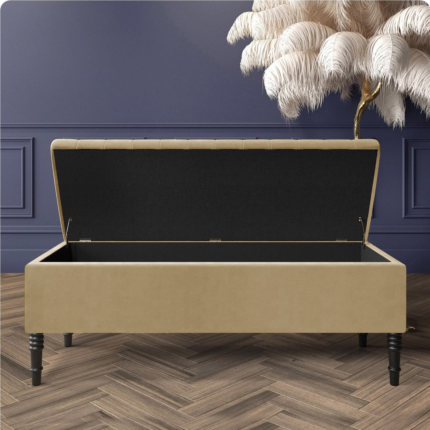 Paris Striped Ottoman Bench with storage