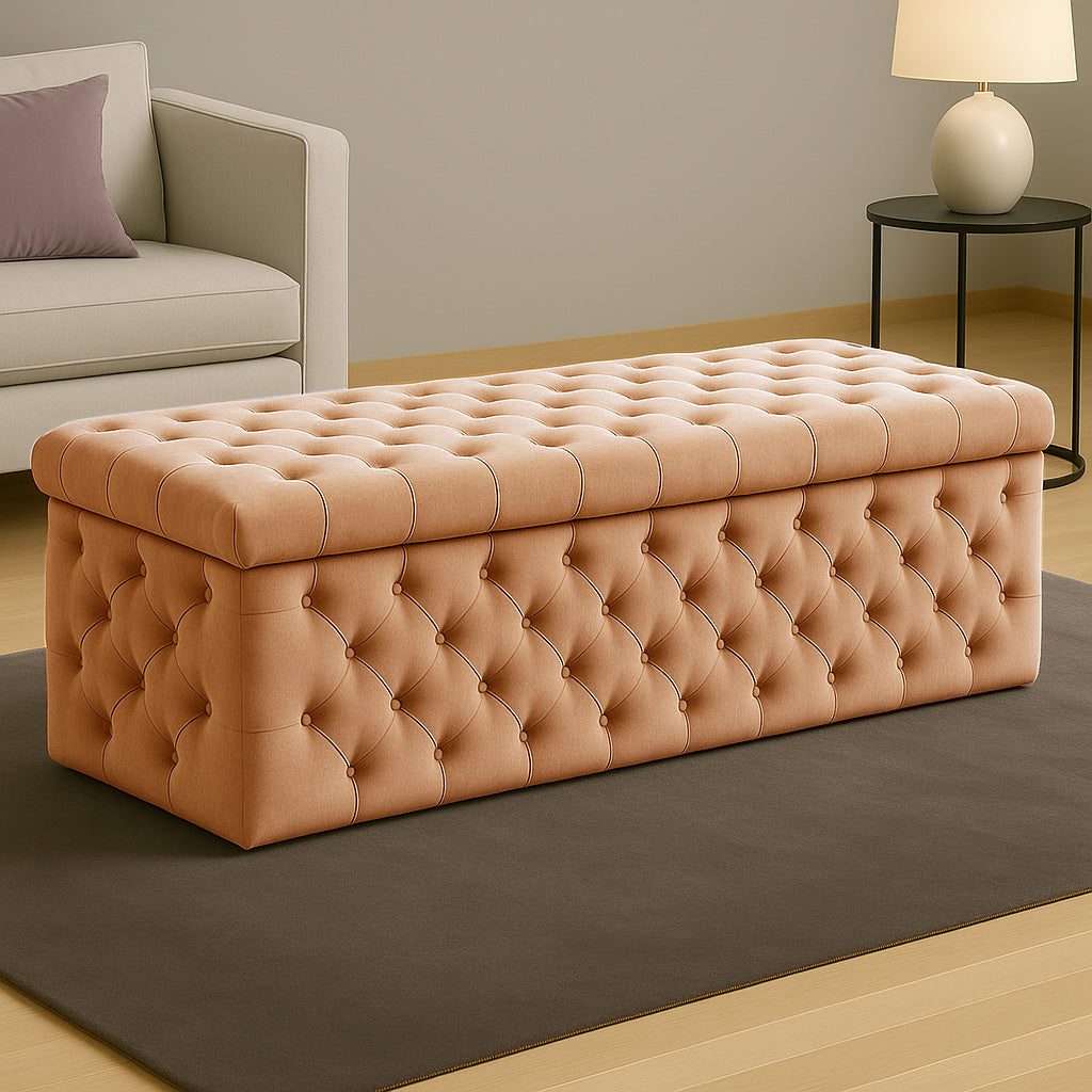 Lux Full Upholstered Velvet Storage Ottoman Box
