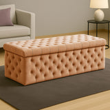 Lux Full Upholstered Velvet Storage Ottoman Box