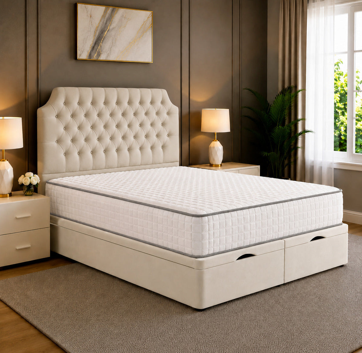 Monzo Chesterfield Tufted Divan Storage Ottoman Bed Frame