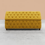 Riga Chesterfield Upholstered Ottoman Storage Box with Wooden Legs in Plush Velvet Fabric