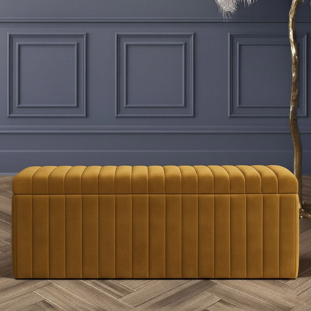 Safar Full Striped Upholstered Ottoman Box