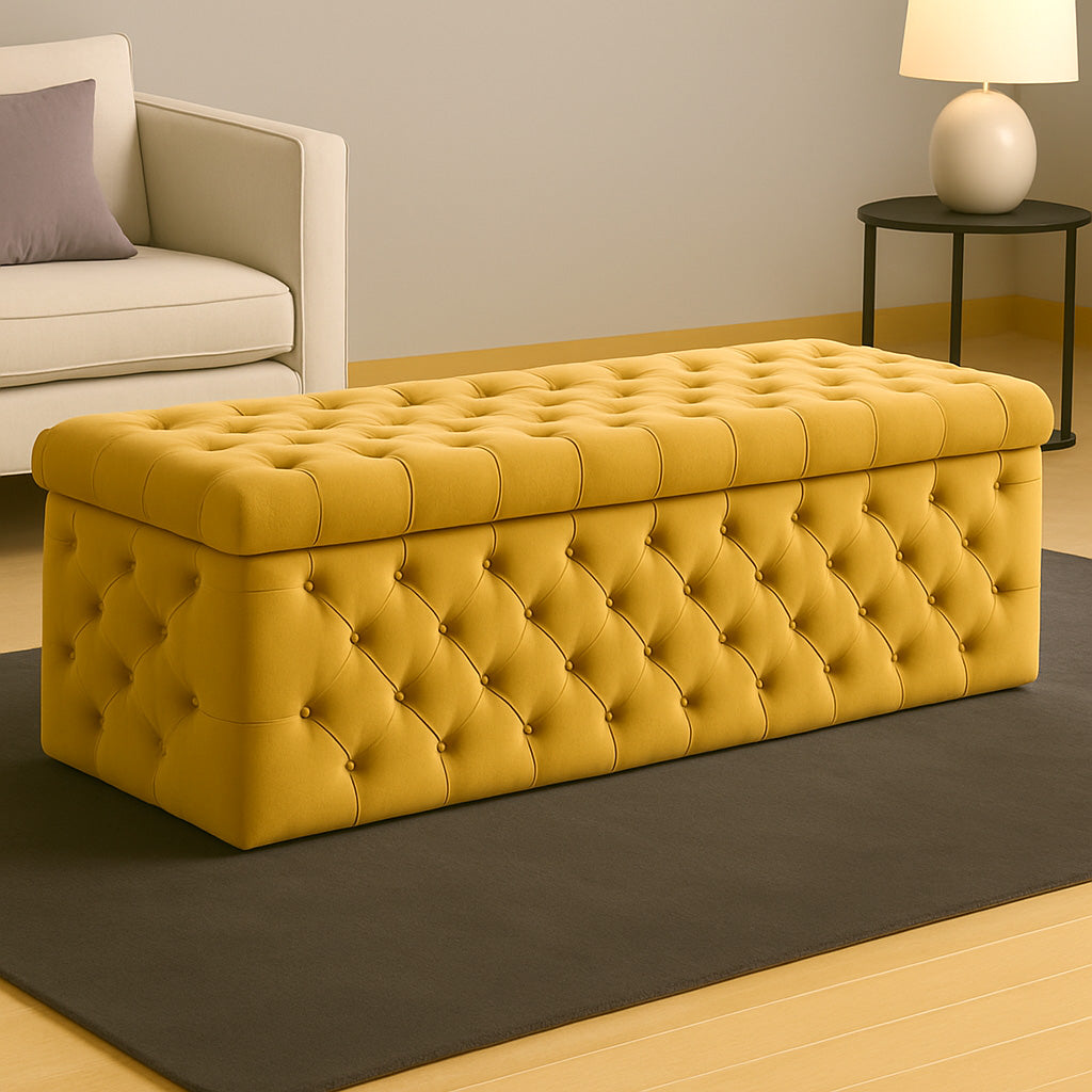 Lux Full Upholstered Velvet Storage Ottoman Box