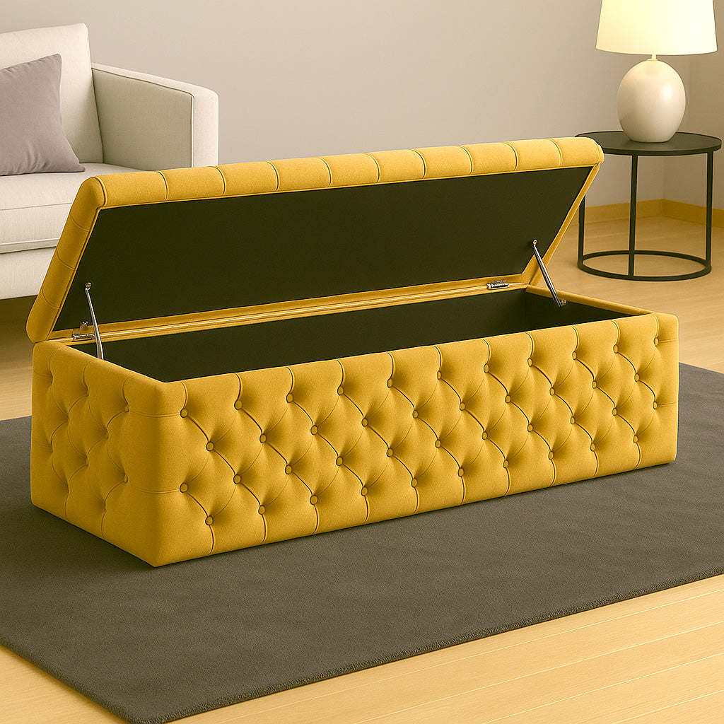 Lux Full Upholstered Velvet Storage Ottoman Box