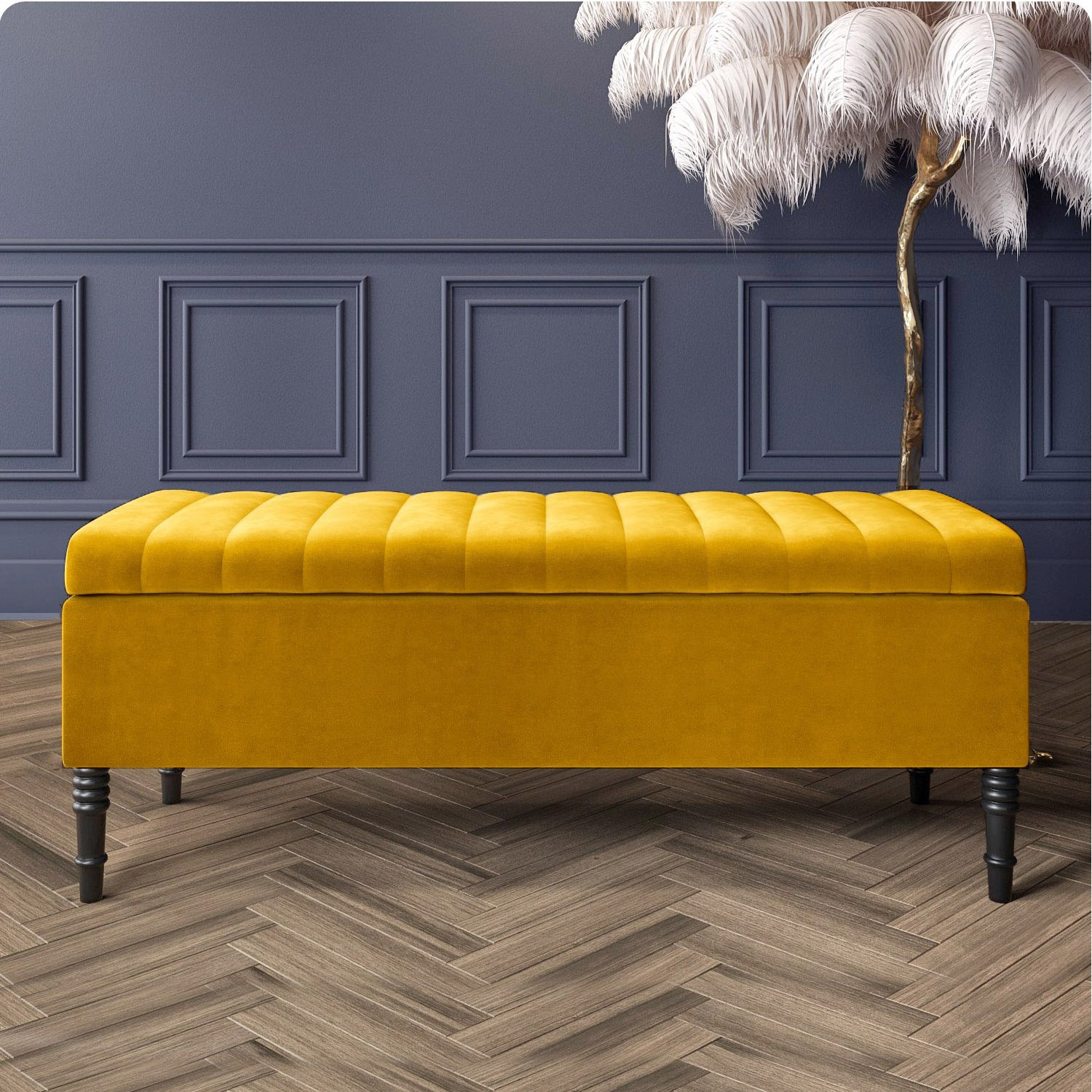 Paris Striped Ottoman Bench with storage