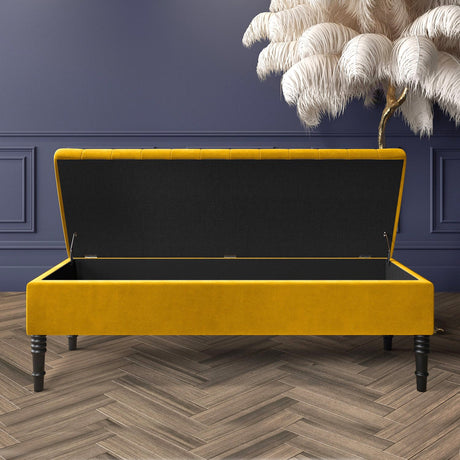 Safar Striped Ottoman Bench with Legs, Shoe Storage Bench