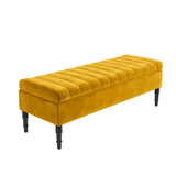 Safar Striped Ottoman Bench with Legs, Shoe Storage Bench
