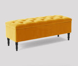 Swiss Chesterfield Upholstered Ottoman Storage Bench with Legs