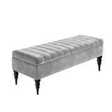 Safar Striped Upholstered Ottoman Storage Bench with Legs in Naples Fabric