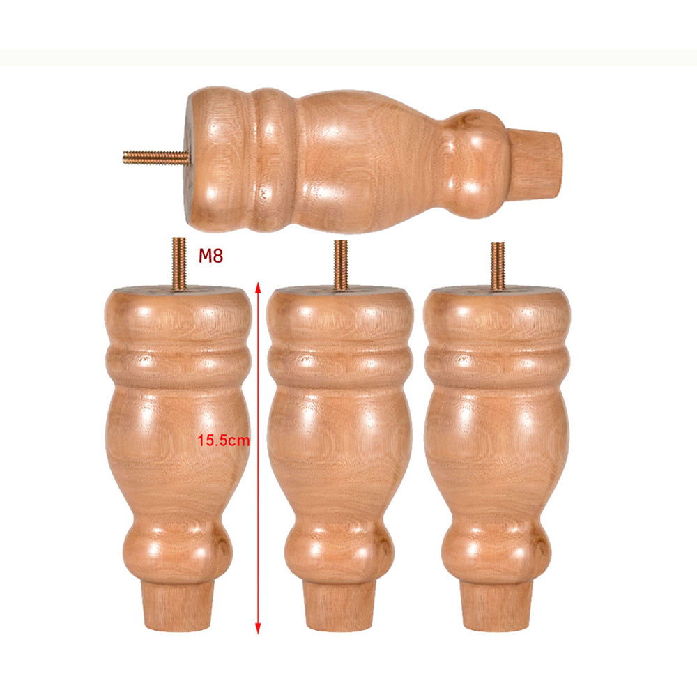 x Natural Wooden Legs, Turned Wooden Legs for Furniture, Sofa