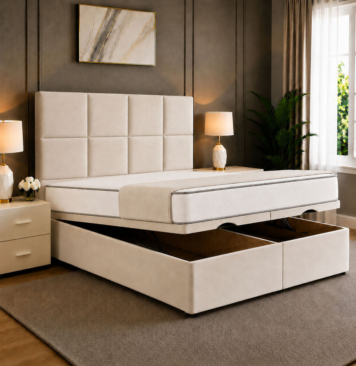 Noble Square Cubed Divan Storage Ottoman Bed Frame