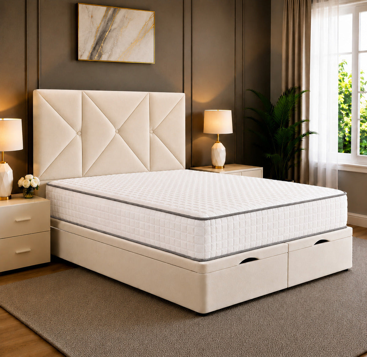 Noris Geometric Divan Ottoman Storage Bed Frame