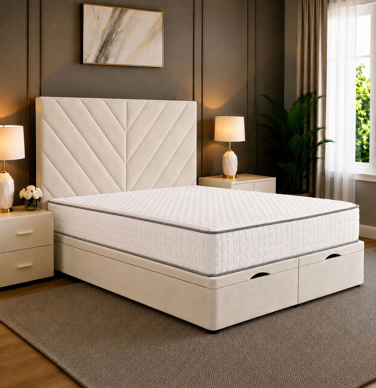 Paris Chevron Divan Ottoman Storage Bed Frame