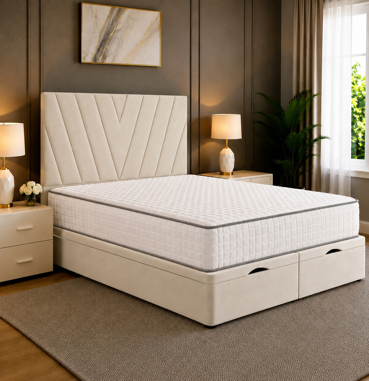 Maya Chevron Divan Ottoman Storage Bed Frame