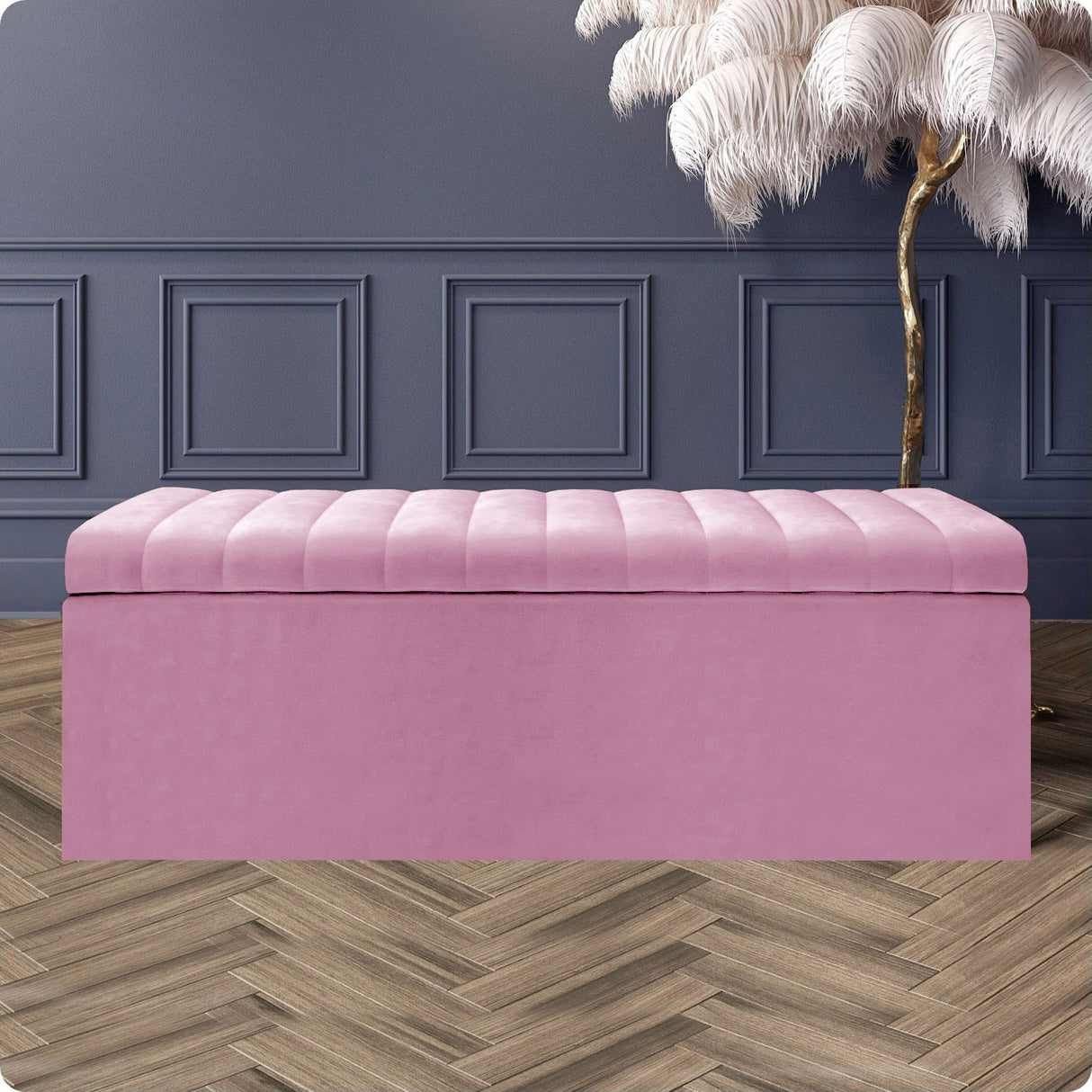 Large Safar Velvet Storage Ottoman Box
