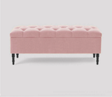 Swiss Chesterfield Upholstered Ottoman Storage Bench with Legs