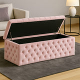 Lux Full Upholstered Velvet Storage Ottoman Box