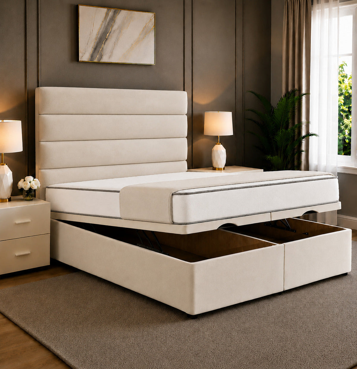 Prime Linear Panel Divan Ottoman Storage Bed Frame