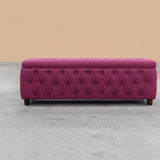 Riga Chesterfield Upholstered Ottoman Storage Box with Wooden Legs in Plush Velvet Fabric