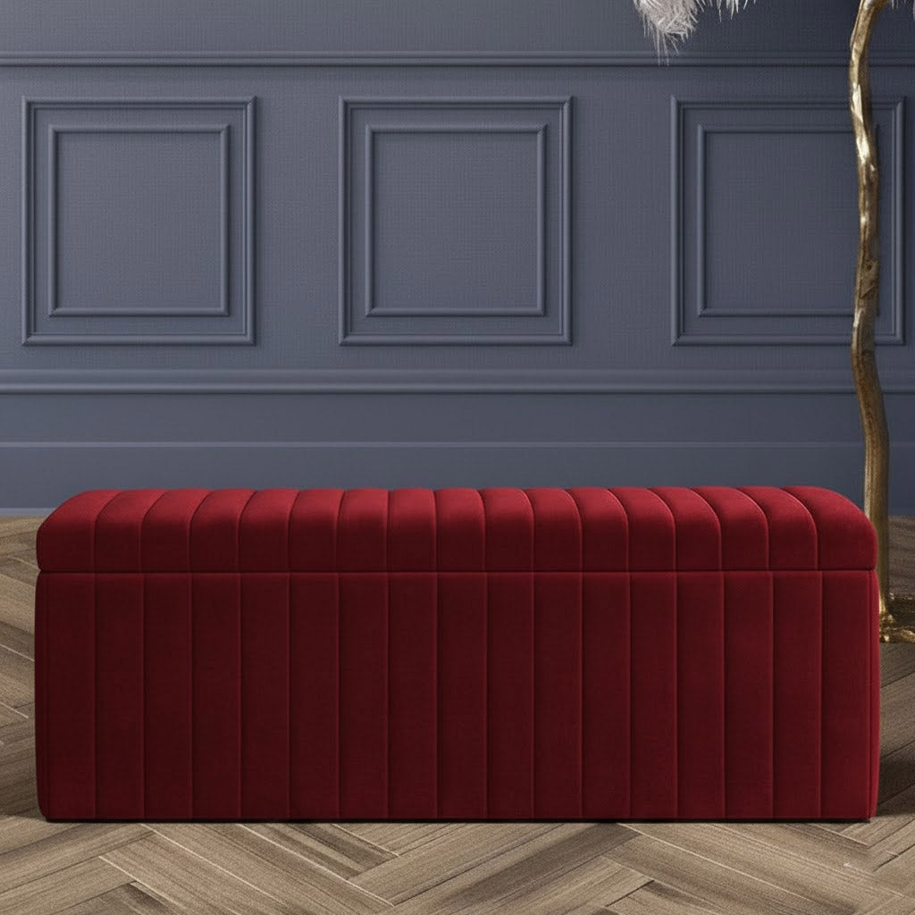 Safar Full Striped Upholstered Ottoman Box