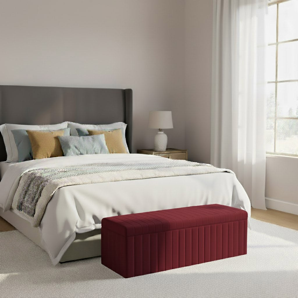 Safar Full Striped Upholstered Ottoman Box