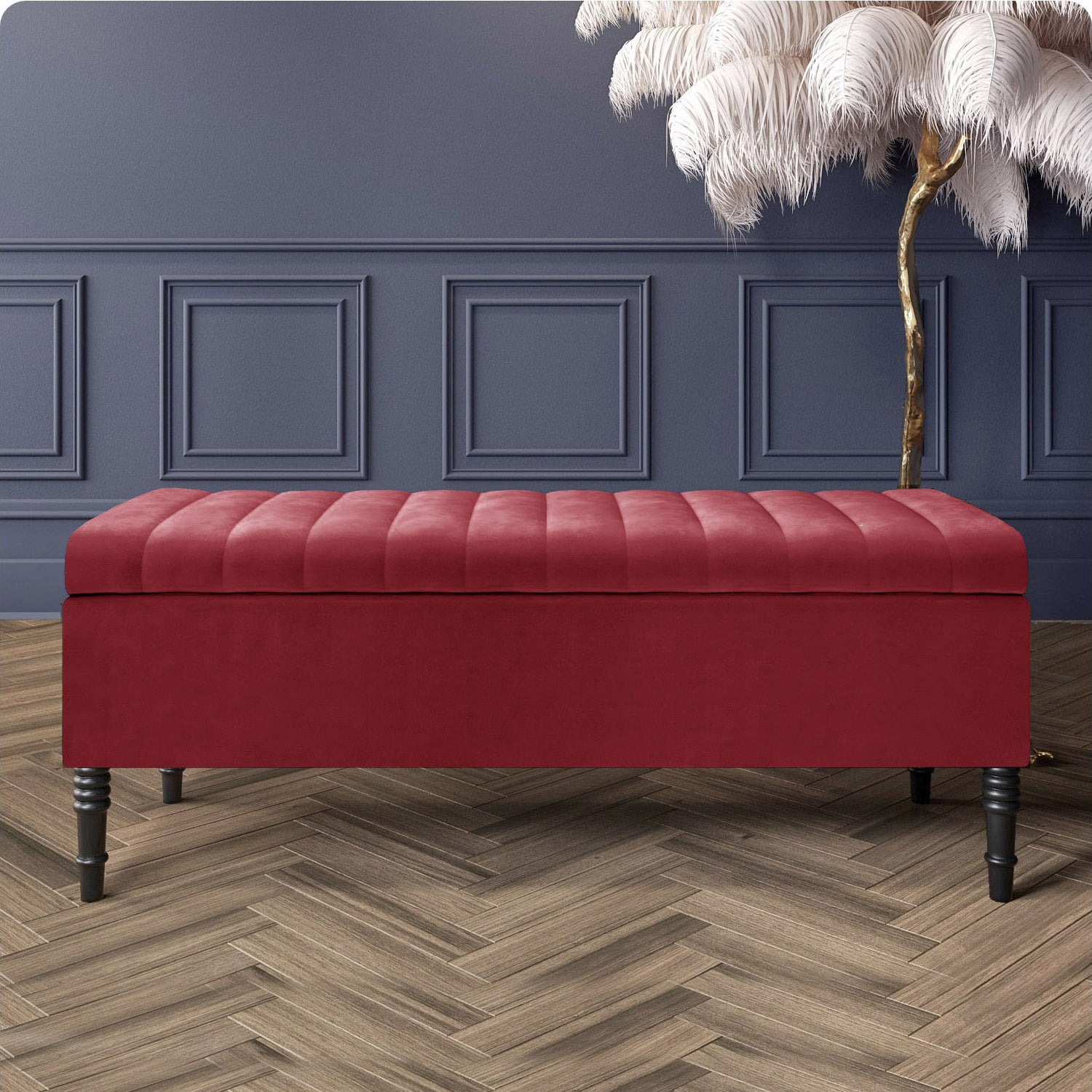 Paris Striped Ottoman Bench with storage