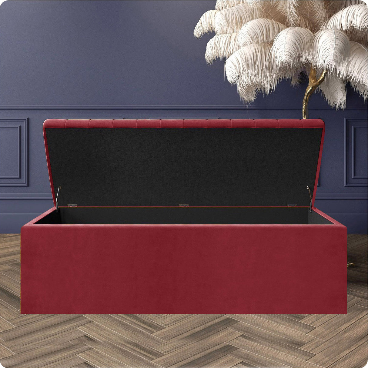 Large Safar Velvet Storage Ottoman Box