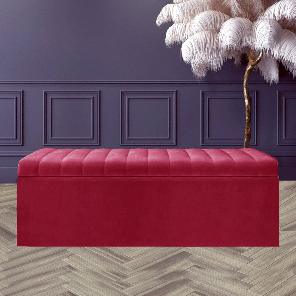 Large Safar Ottoman Storage Box - Plush Velvet Upholstered Blanket Box