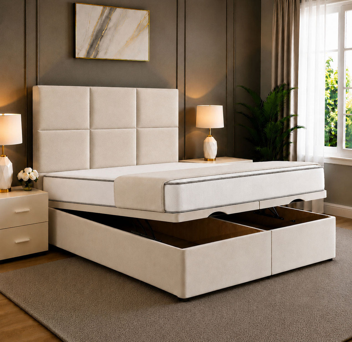 Rivo Cubed Tufted Divan Storage Ottoman Bed Frame