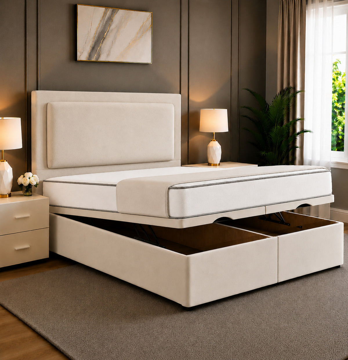 Rowen Divan Plain Ottoman Storage Bed Frame