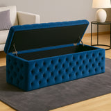 Lux Full Upholstered Velvet Storage Ottoman Box