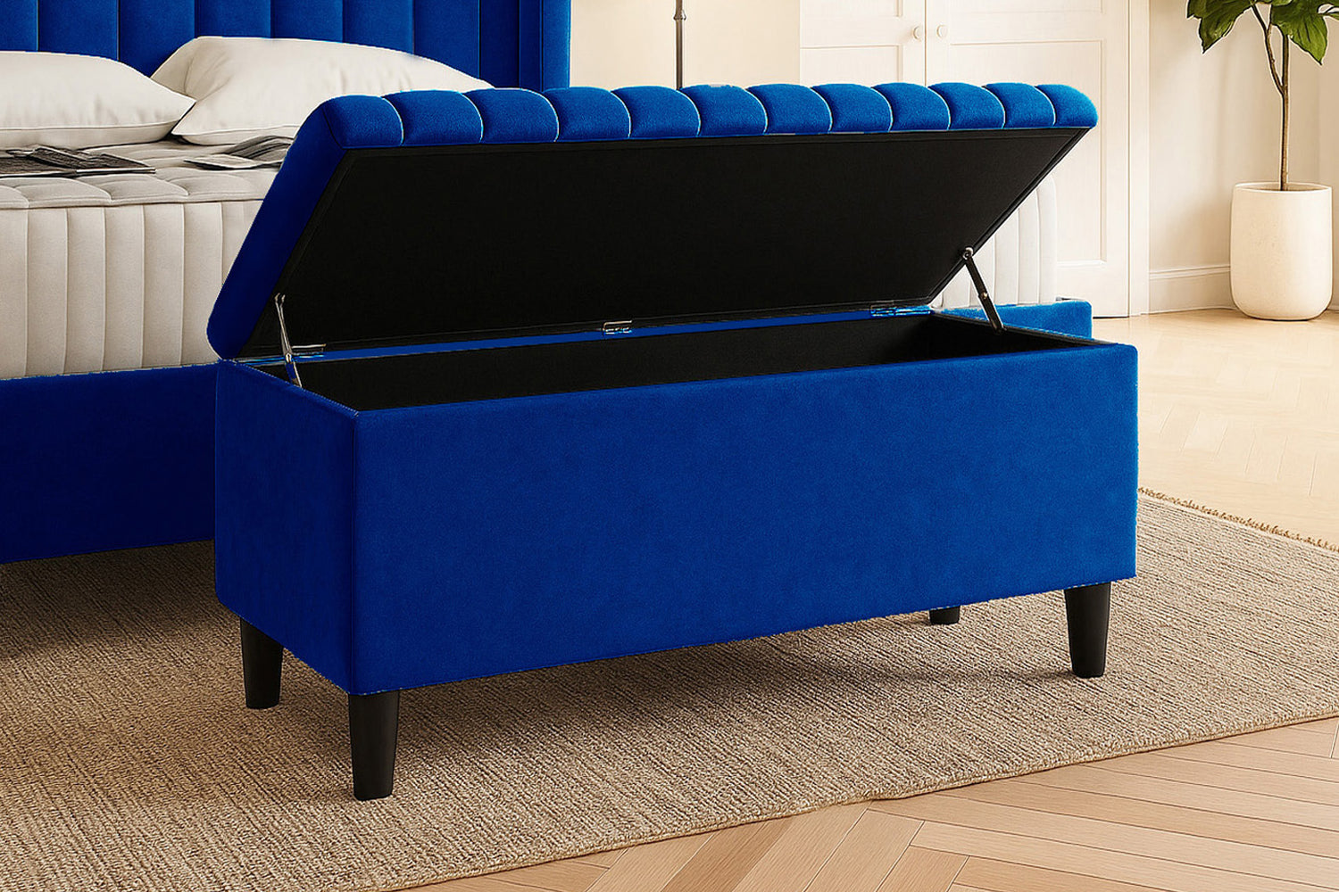 Safari Lined Upholstered Ottoman Bench with Storage