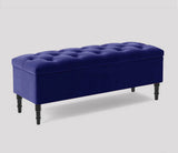 Swiss Chesterfield Upholstered Ottoman Storage Bench with Legs