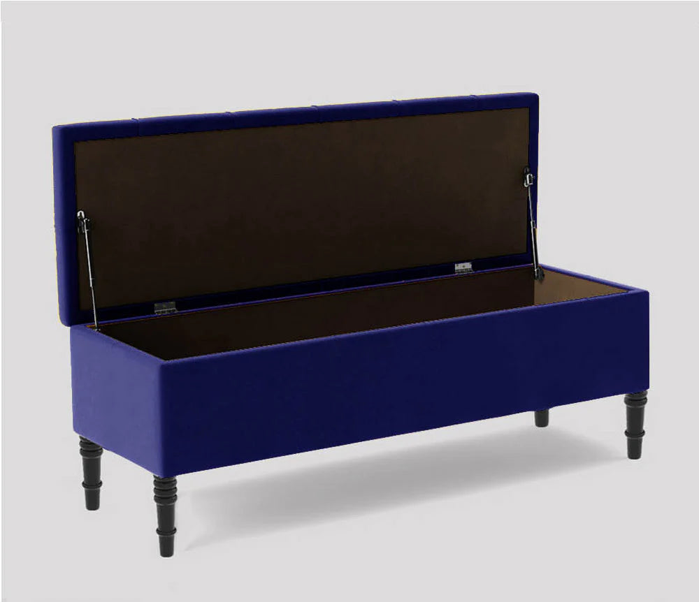 Swiss Chesterfield Upholstered Ottoman Storage Bench with Legs