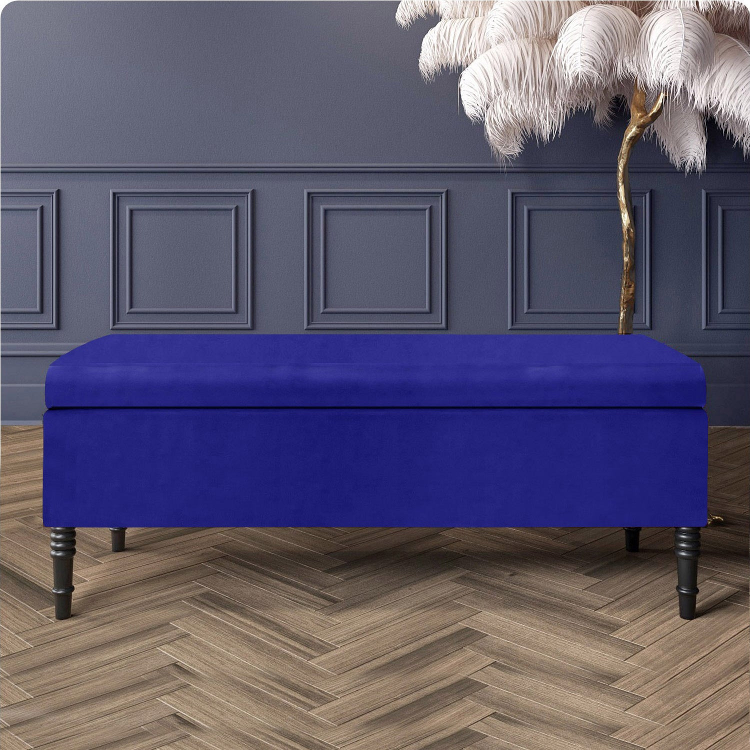 Paris Velvet Ottoman Storage Bench with Plain Lid