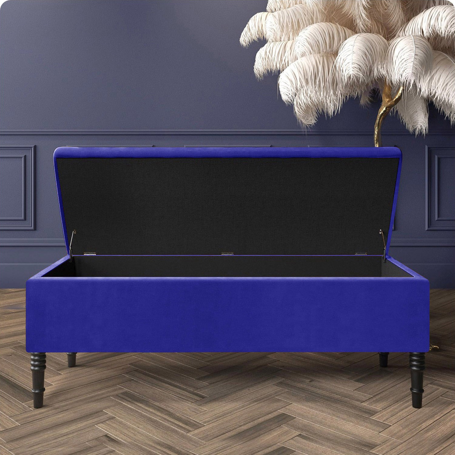 Paris Velvet Ottoman Storage Bench with Plain Lid