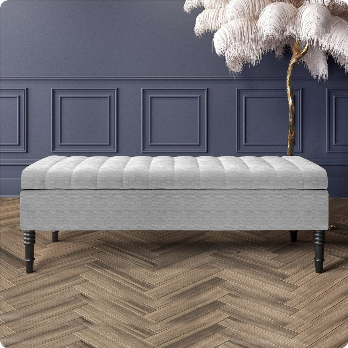 Safar Striped Naples Storage Bench with Legs
