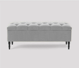 Swiss Chesterfield Upholstered Ottoman Storage Bench with Legs