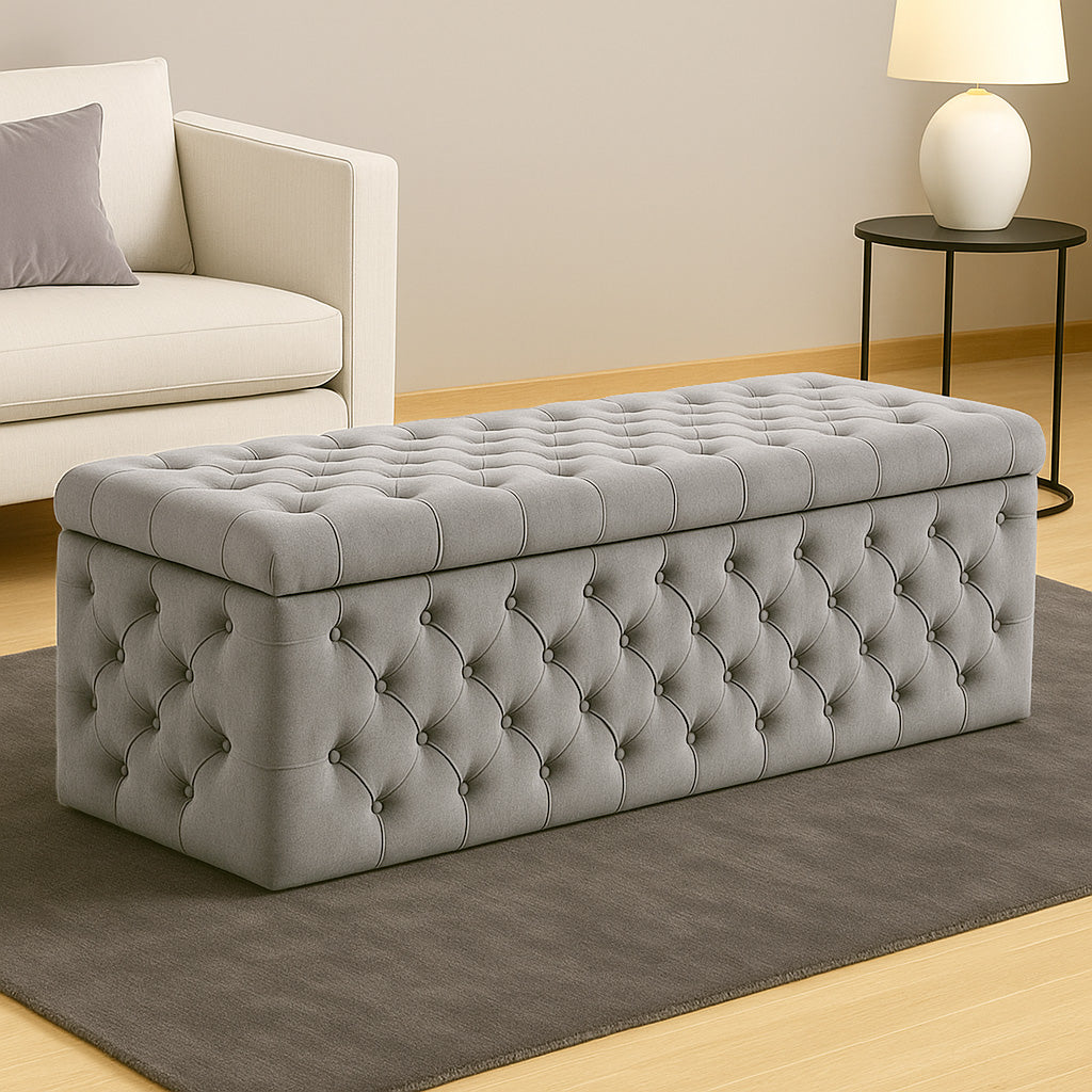 Lux Full Upholstered Velvet Storage Ottoman Box