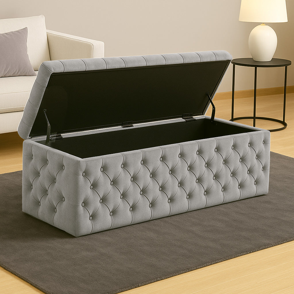 Lux Full Upholstered Velvet Storage Ottoman Box