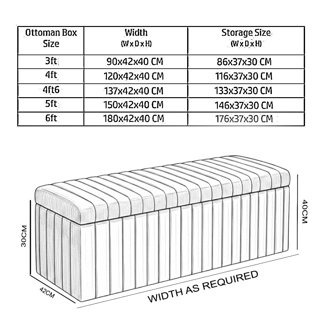 Safar Full Striped Upholstered Ottoman Box