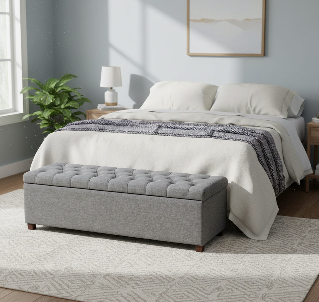 Linoso Chesterfield Ottoman Storage Box with Legs