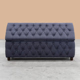 Riga Chesterfield Upholstered Ottoman Storage Box with Wooden Legs in Plush Velvet Fabric