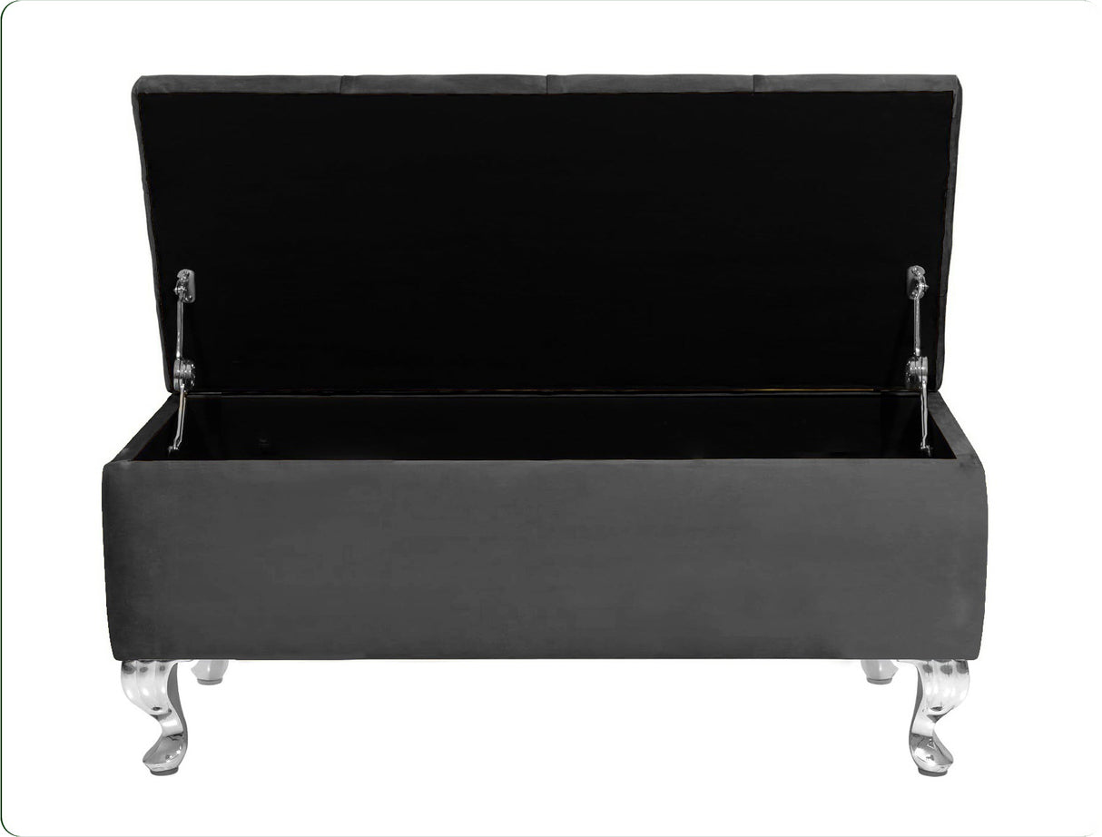 Londona Velvet Storage Bench with Legs