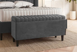 Safari Lined Upholstered Ottoman Bench with Storage