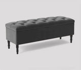 Swiss Chesterfield Upholstered Ottoman Storage Bench with Legs